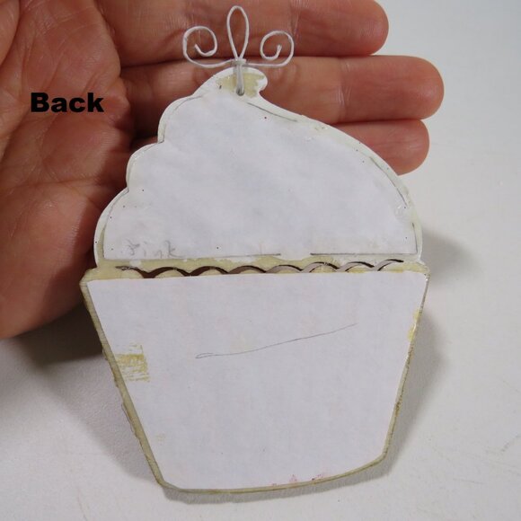 Peach Cupcake Laser Cut Wooden Ornament Hangs - Picture 3 of 5